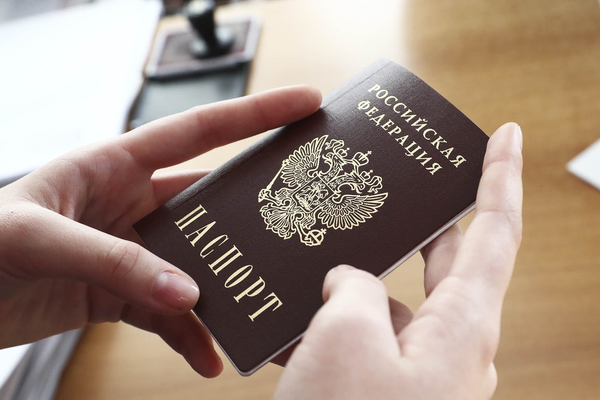 паспорт РФ в руках