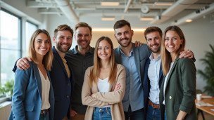 Команда работников в офисе
