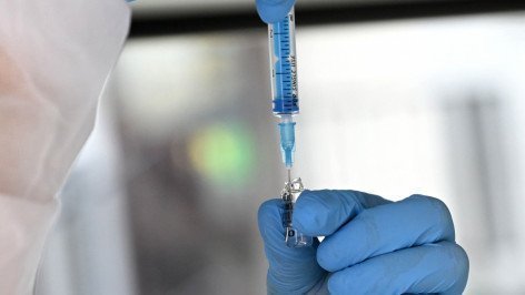 Медицинский работник набирает в шприц вакцину