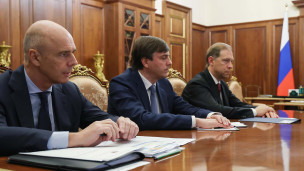 Антон Силуанов, Сергей Кравцов и Денис Мантуров на совещании президента