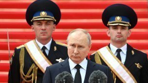 Президент РФ Владимир Путин во время обращения к подразделениям Федеральной службы войск национальной гвардии (Росгвардии) РФ