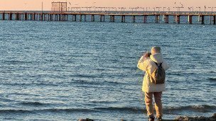 Волонтеры во время сбора разлитого мазута на пляже