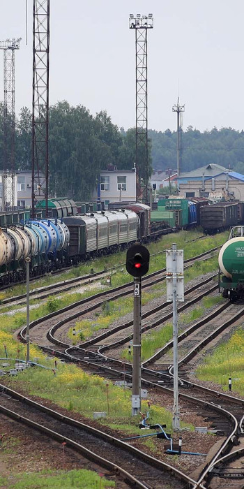 Грузовые поезда на станции 