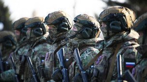 Добровольцы отряда "Сталинград" на Мамаевом кургане перед отправкой в зону проведения специальной военной операции