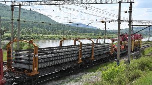 Укладка железнодорожных путей на участке железнодорожной магистрали