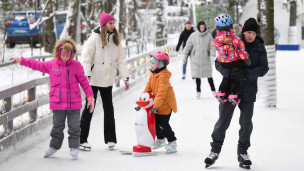 Семья с детьми на катке
