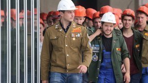 Студенческий отряд на строительстве стадиона 