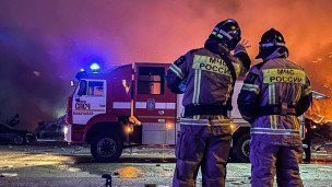 Последствия взрыва на автозаправке в Махачкале