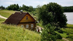 Деревянный дом в деревне посреди леса