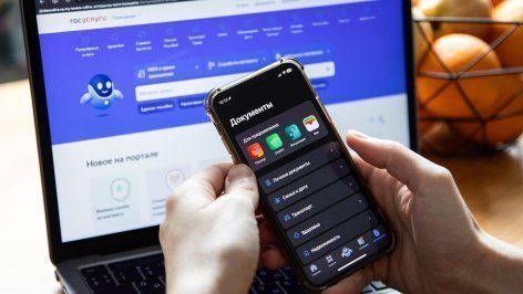 Смартфон с мобильным приложением государственных услуг