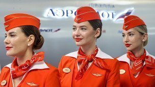 Участницы на стенде "Аэрофлота" 