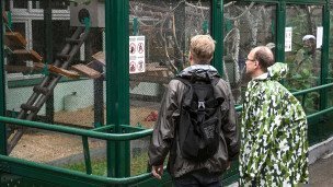 Посетители у вольеров в отделе экзотических животных 