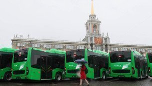 Новые автобусы в центре Екатеринбурга